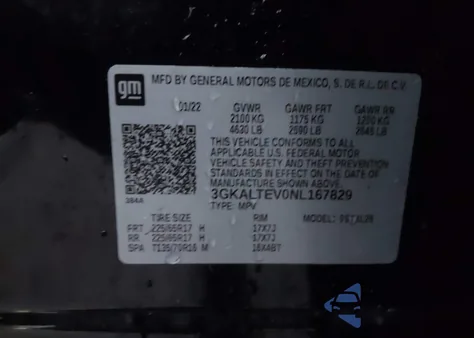 2022 GMC Terrain Awd Sle из США, поврежденный, VIN 3GKALTEV0NL167829